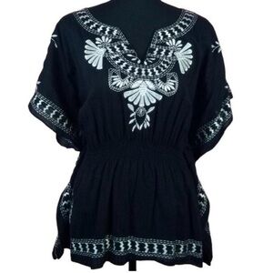 Cristina Blouse Embroidered MEDIUM Black White